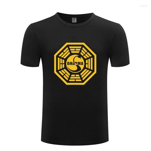 Camisetas masculinas iniciativas dharma logotipo de cisne perdido masculino camiseta 2023 manga curta o pescoço de algodão casual camiseta