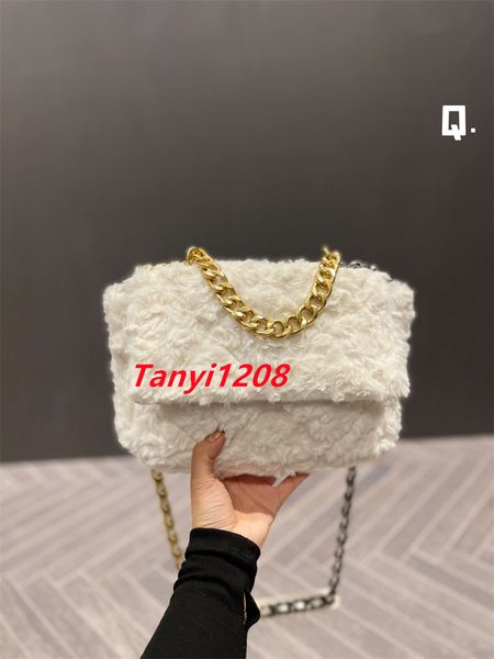 Yeni Moda Kış Tasarımcı Çantaları CC 19 Zincir Omuz Crossbody Çanta Kadınlar İçin Lüks Çantalar Beyaz Lady debriyaj Çantalar Popüler Küçük Lüksler Tasarımcıları Flep Bag Fur