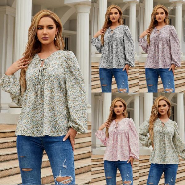 Blouses feminina feminina boho tops floral v pesco