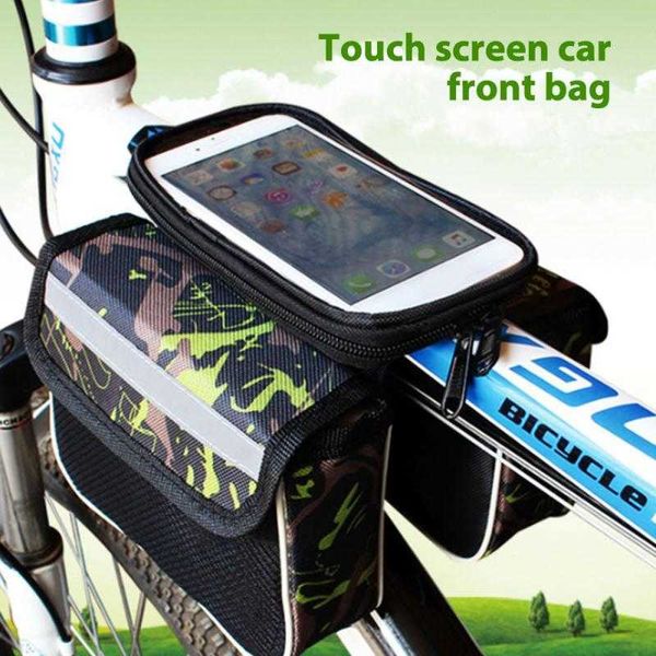 Panniers s Regendicht vordere Touchsbildschirm Telefon Mountain Bike Top Rohr Radspannung Pannier -Beutel für Fahrrad 0201