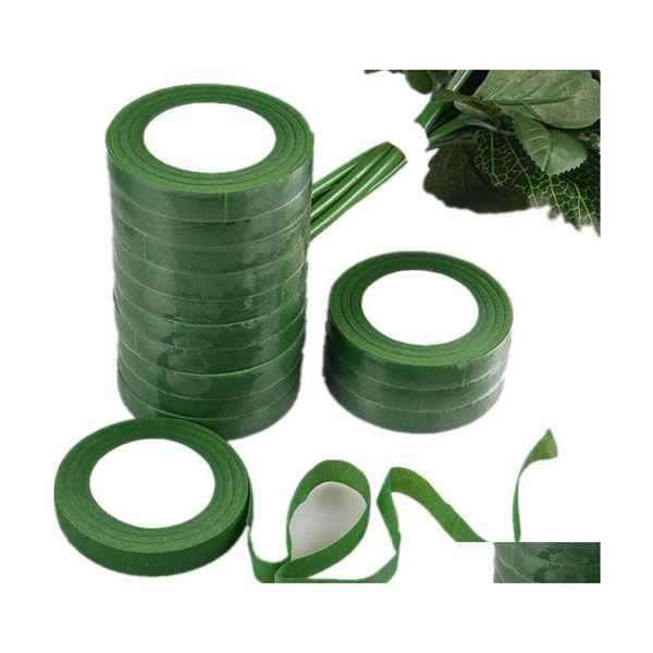 Decorazione per feste 12 mm Nastro stelo floreale Cors Asola Fiore artificiale Stame Avvolgere Fioraio Nastri verdi Forniture in nylon Drop Deliver Dhgl8