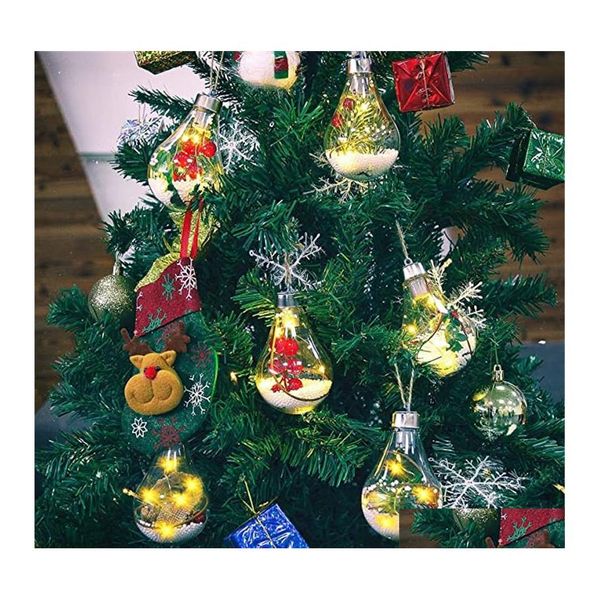 Decorazioni natalizie Led Ornamento trasparente Ciondolo albero Plastica Grande palla Bb Decorazioni per la casa Regalo di compleanno Anno Decorazione appesa F Otx5Q