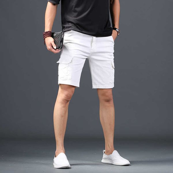 Männer Shorts Sommer Neue Weiß Denim Shorts Männer Cargo-Shorts Mens Casual Baumwolle Gerade Knielangen Hosen G230131