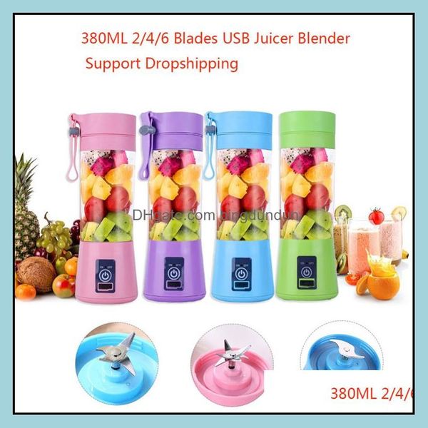 Ferramentas de vegetais de frutas 6 lâminas Blades Beller de ferramentas elétricas USB portátil Liquidificador Handheld Smoothie Recargable Smoothie Squeezer Food Mi Ot9ZJ