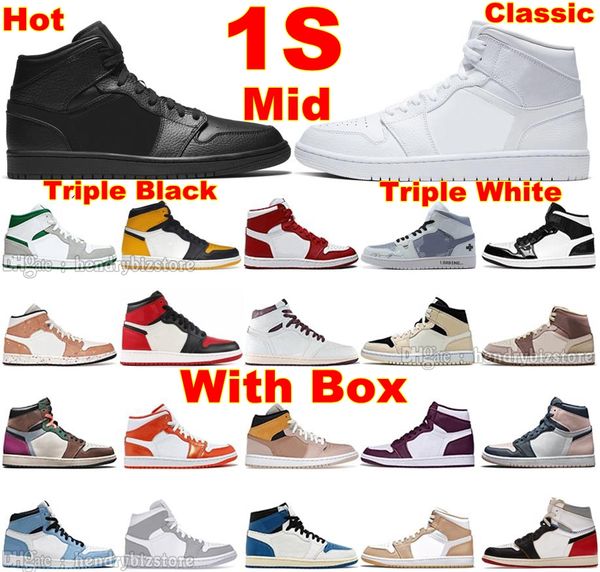 1S Mid Black Triple White 1 Basketballschuhe OG High Satin Snake Sneakers Games Handgefertigte Syracuse Heat Reactive Crimson Tint Toe Bred-Trainer aus Pastell-Carbonfaser