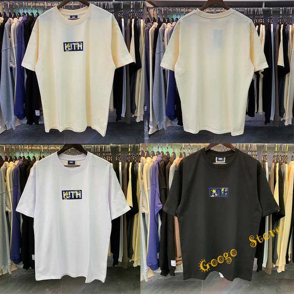 Herren-T-Shirts Classic Box KITH Herren-T-Shirts, hochwertige, lässige Mode, Schwarz, Weiß, Aprikose, Kith-Oberteil, T-Shirt, Blumendruck, lockere kurze Ärmel, 9326