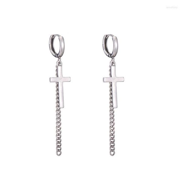 Brincos de costas 925 Sterling Silver feminino doce brinco cruzado Excelente cadeia longa elegante para garotas jóias de temperamento da moda