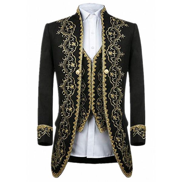 Herrenanzüge Blazer Herren 2023 Luxuriöses Gerichtskleid Blazer Jacke Weste Hosen Dinner Party Wear Piraten Cosplay Kostüm Halloween