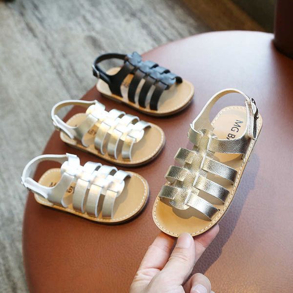 Toddler Little Girls Cut Ods Leather Summer Sandals Sandals New Gladiator Weave Baby Girl Beach Shoes F02284