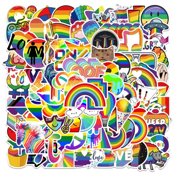 100 PCs Adesivos de arco -￭ris do orgulho gay para LGBTQ AZ078HT204