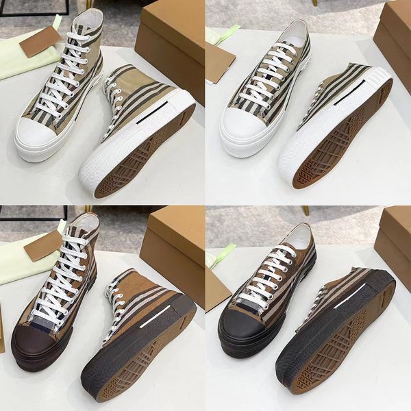 2023 Luxus Designer Schuhe High Low Top Vintage Plaid Canvas Sneakers Beere Streifen Mann Frau Outdoor Plattform Freizeitschuh Paare Trainer Größe 35-45