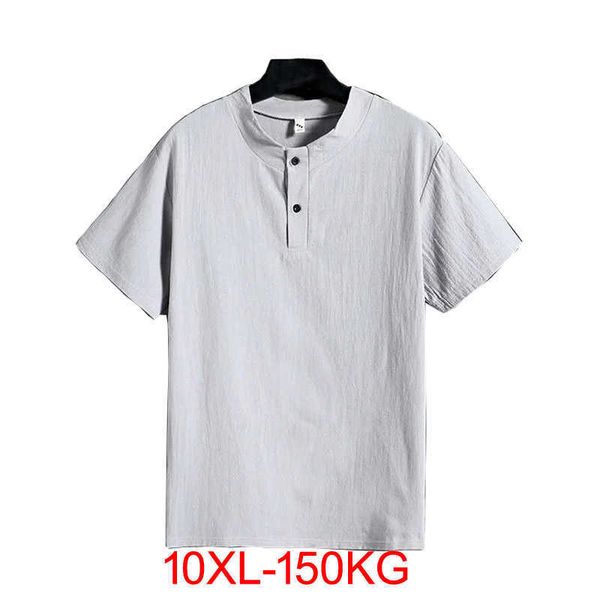 Herren-T-Shirts, große Größe 8XL, 9XL, 10XL, Herren, kurzärmeliges Baumwoll-Leinen-T-Shirt und Shorts im japanischen Stil, Sommer-Oversize-Vintage-T-Shirt mit O-Ausschnitt, T-Shirts G230202