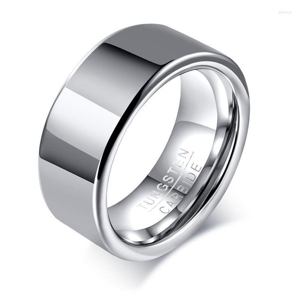 Eheringe Modyle Hochglanzpoliert 8mm Silber Farbe Wolframkarbid Ring für Männer Punk Vintage Verlobungsversprechen Schmuck Geschenke