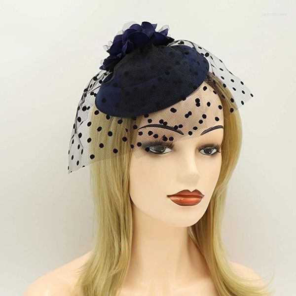 Copricapo Cappello Fedora per donna Fermagli per capelli in filato di maglia Matrimonio Top piccolo Accessori eleganti e affascinanti retrò femminili britannici