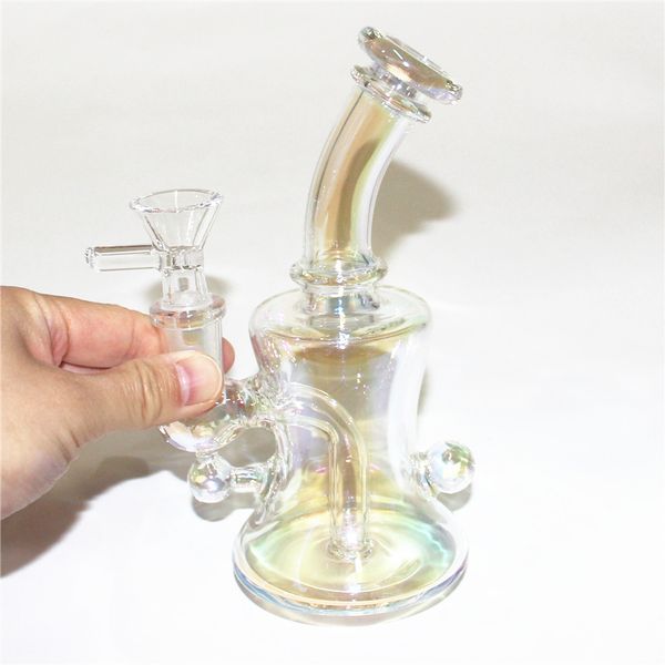 Bicchiere di vetro Bong Narghilè Bong Mini riciclatore da 6,1 pollici Dab Rig Tubi d'acqua Rigs Oil Wax Bubbler Con raccoglitore di cenere per erbe secche