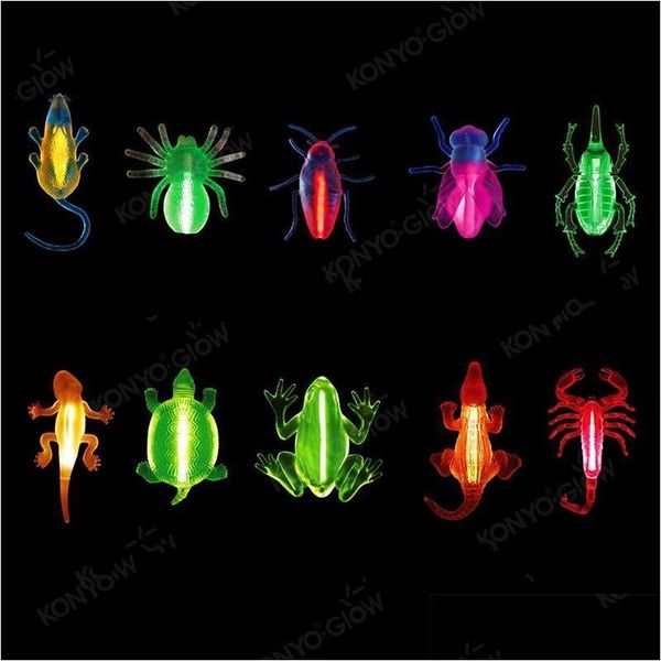 Bomboniera Fluorescenza Piccoli animali Halloween Newstyle Luce Simulazione Insetto Luminescenza Casa Lucertola Giocattolo ingannevole Carnevale Articl Dhpik