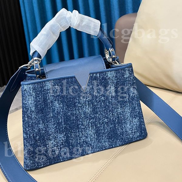 Lady Luxury Bags designer de moda Bolsa azul cl￡ssica cl￡ssica Totes Temperamento Compras Cart￣o de carteira 2 cores