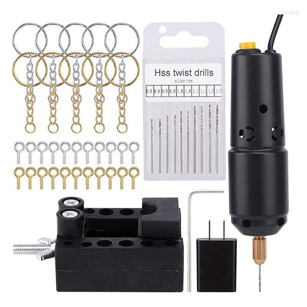 Keychains elétricos de perfuração de mãos para jóias de resina fundindo com 10 bits Chain de chave Diy nos tornando plug plug