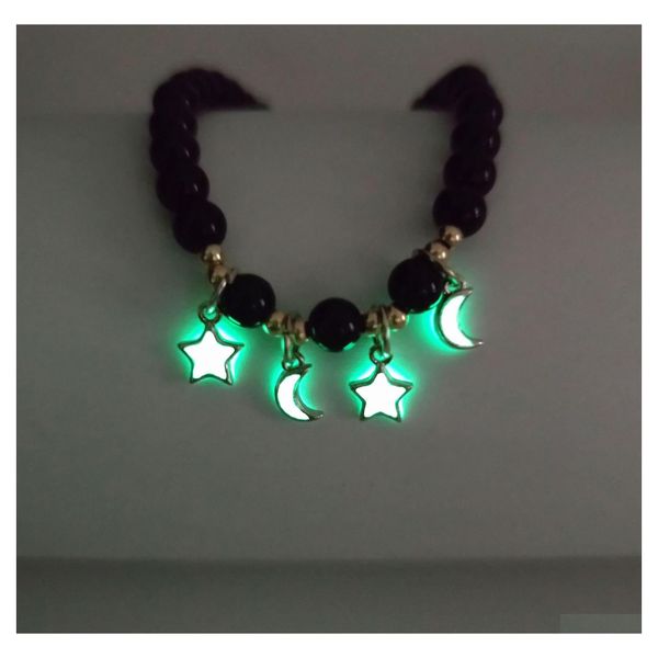 Perlenstränge Mode Mond Stern Charm Perlenarmband Glow In The Dark Luminous Für Frauen Herren Drop Lieferung Schmuck Armbänder Otgdc