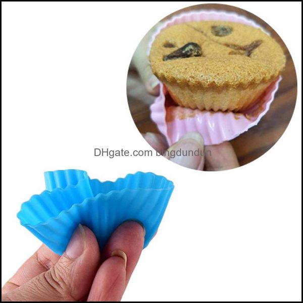 Cupcake Sile Kuchenform Runde geformte Muffin Backformen Küche Kochen Backformen Maker DIY Dekorieren Werkzeuge Drop Lieferung Home Garde DHN9A