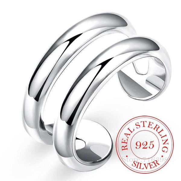 Ringos de cluster 925 Tibetansilver Thumb Ring Ring abrindo linhas duplas com CZ Configurando anéis de noivado de prata de moda vintage para homens homens G230202