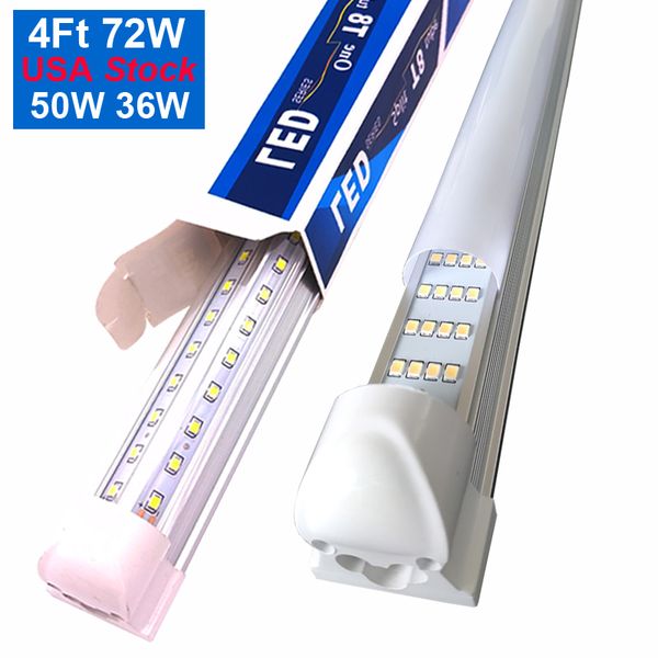 Luminárias de loja de 8 pés LEDs luminárias v forma T8 Integrado Tubo de 8 pés branco Alta saída de 144w Tubos de iluminação duplas do lado armazéns de garagem tampas claras Crestech