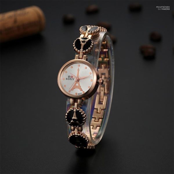 Pulseira de pulseira Pulseira relógio Soxy Gold Women Dress Quartz Relógios Lady Hour Clock Gre presente TME0021 Moun22