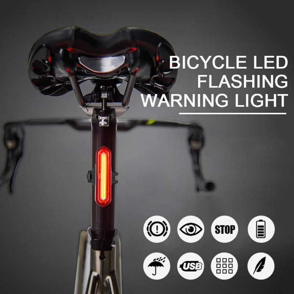 Световые велосипедные велосипедные задние водонепроницаемые USB Перезаряжаемая хвостовая светильница велосипедные светодиодные ночные предупреждение за задний ход велосипедные аксессуары 0202