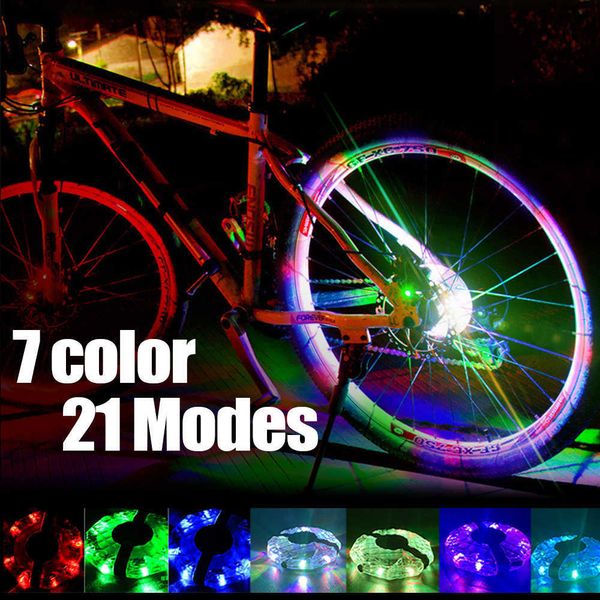 7 Farben 21 Modi Buntes LED-Fahrradradlicht USB wiederaufladbar Vorderrad-Hecknaben-Speichenlampe mit Kinder-Balance-Fahrradlichtern 0202