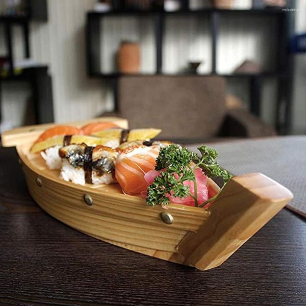 Piatti Pratico piatto da sushi in legno Piatto a forma di barca Vassoio per snack in stile giapponese che serve per la decorazione del ristorante di casa