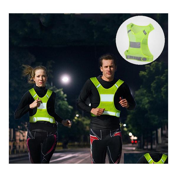 Andere Home Textile Wholesale Polyester Atmungsfreie Nacht reflektierende Weste anpassbare gelbe Orange Kurzes Design Running Cycling Spor Dhnjk