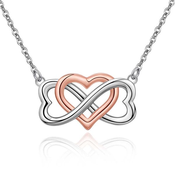 Collane con ciondolo Collana con ciondolo cuore in argento sterling 925 con infinito amore per le donne Fidanzata San Valentino Anniversario Compleanno Gioielli Regalo G230202