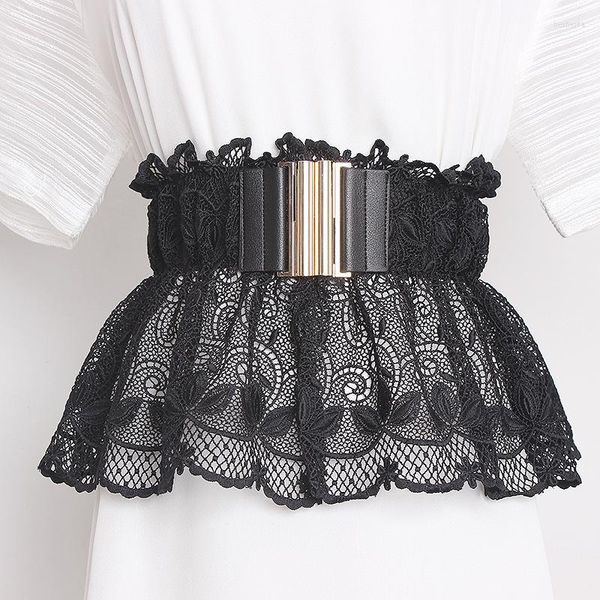 Cintos da saia elástica de renda peplum cinturão Personalidade Mulheres Cintura Cummerbund Dress Feminino cinto de cinta