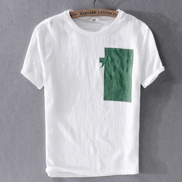 Camisetas de camisetas masculinas Marca de camisetas de t-shirt linho puro camiseta branca masculina moda redonda camisetas machos tshirt homens camisa química g230202