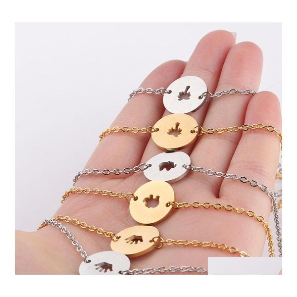 Charm Armbänder Edelstahl Armband für Frauen Gold und Silber Farbe Hohl Elefant Kokosnussbaum Kreis Liebhaber Verlobungsschmuck Otgwv