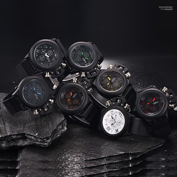 Relógios de pulso XI Wholesale Mens Watches Sports Quartz Assista a tira de borracha Data Calendário Big Size WristWatch Relogio Masculino Original Moun22