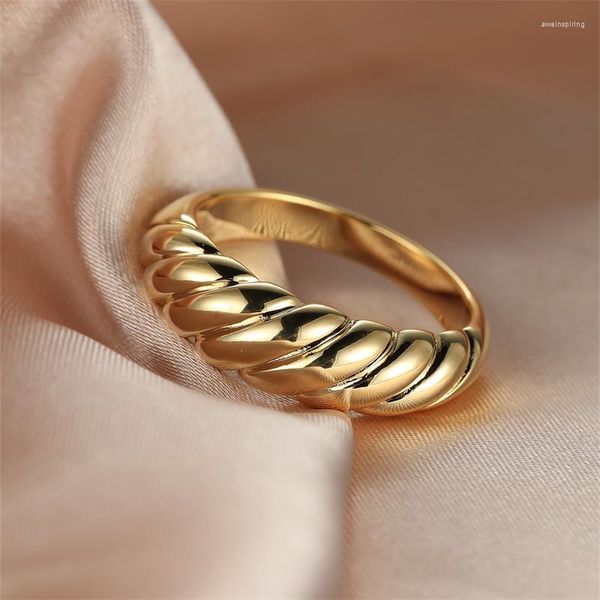 Уважаемые кольца Mens Simple Metal для женщин мужчины золото -цвето