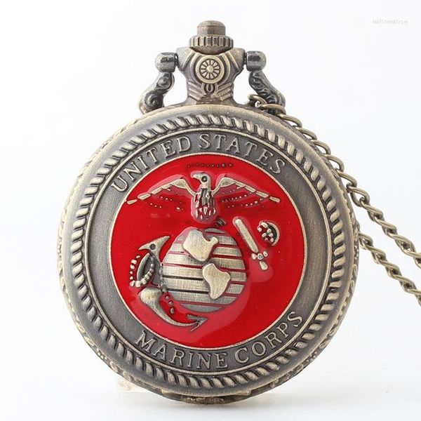 Pocket Watches Vintage Bronze Mens United States Navy Marine Corps Uhr Geschenke für Männer Jungen Retro Man Drop Ship