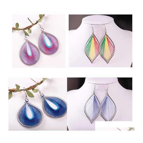 Fascino fatto a mano Colorf filo di seta orecchini pendenti per le donne fai da te bohémien creativo etnico ragazze gioielli festa consegna goccia Othgs