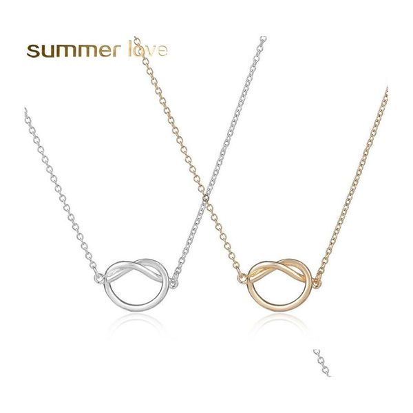 Anh￤nger Halskette Einfache Design Knoten Halskette Frauen Herz Infinite Choker Liebes Geschenkkragen Schmuck Geschenke Drop Lieferung Anh￤nger OTD6Q