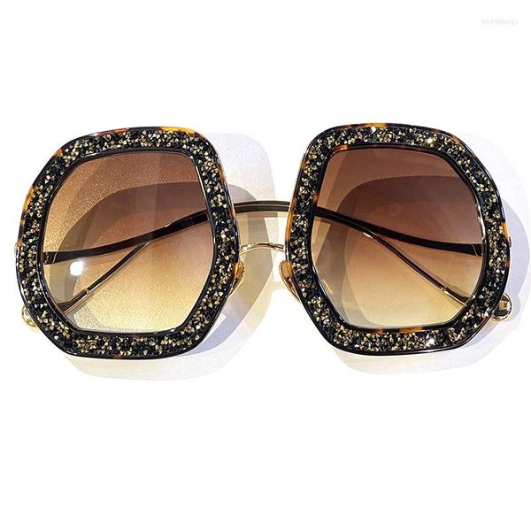 Sonnenbrille Marke Design Overszied Für Frauen Männer Mode Luxus Gläser Glänzende Party Sonne UV400 Gafas De Sol