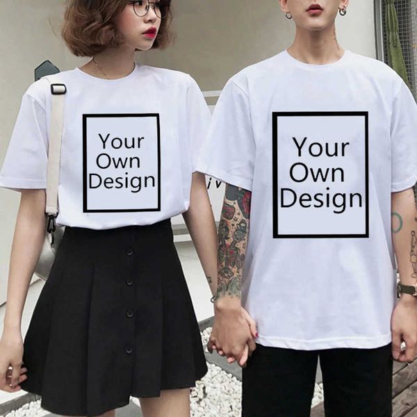 Camisetas masculinas personalizadas algodão preto camiseta branca harajuku homens mulheres tee diy você gosta de foto ou camiseta