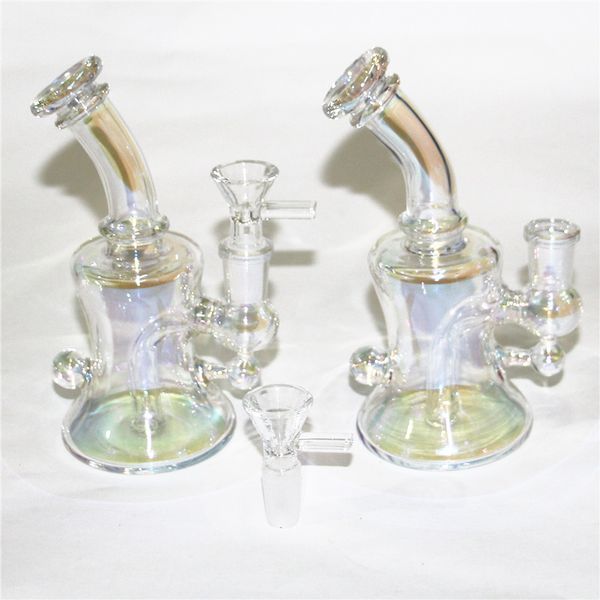 Überzogene Glasbongs Wasserpfeifen Mini-Wasserpfeife 14-mm-Innengewinde Kleine Öl-Dab-Rigs Bubbler-Rohre mit Schüssel-Aschefänger