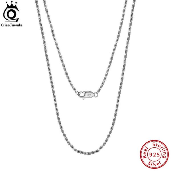 Colares pendentes Orsa Jewels 1,5 mm italiano Colar de corrente de corda com corda de diamante de diamante de prata para homem 925 Sterling Silver Twist Chain SC29-1.5 G230202