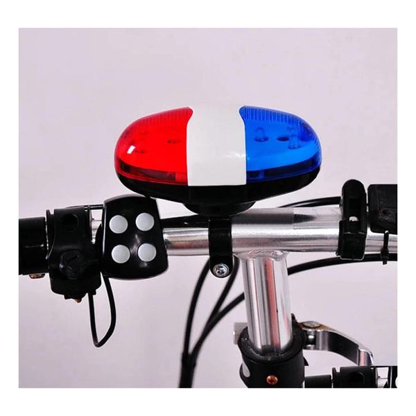 Overige Huishoudelijke Diversen 1Pc Fietsbel 6 Led 4 Tone Hoorn Fietsoproep Politie Licht Elektronisch Luid Kind Accessoires Scooter Drop Deli Dh7Zt