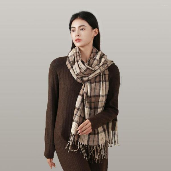 Sciarpe Color Check Inverno Sciarpa da donna Moda Scialle caldo Cashmere Feel Regalo avvolgente autunnale