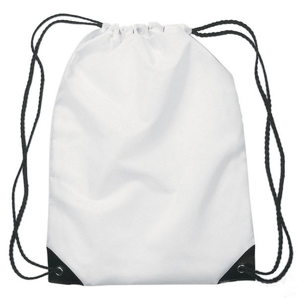 Mochilas de cord￣o de sublima￧￣o por atacado Mochilas de cord￣o de calor Ployester Bag de Branco Branco Diy 13,3 x 16,5 polegadas 210d Pacote de bolso Spot 42x34cm A12