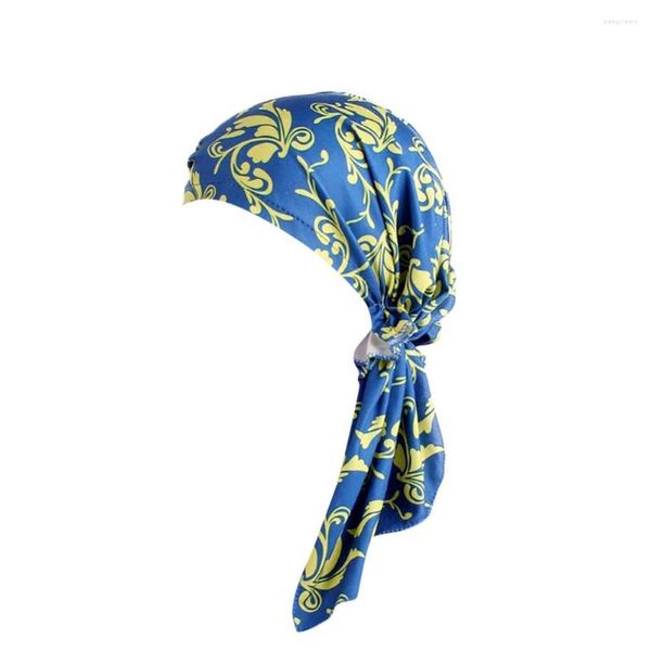 Roupas étnicas Mulheres Mulheres Muslim Elastic Turban Print Long Tail Hat Head Lenfra chapé