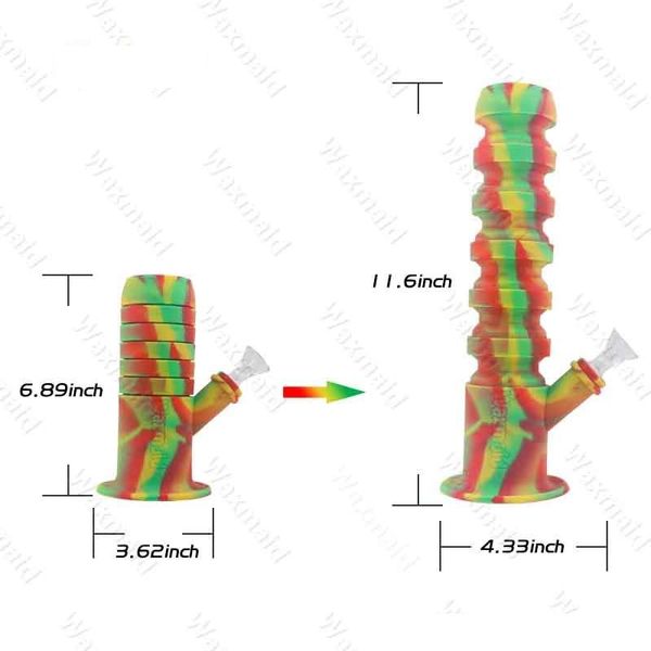 Baxeira narguilizando dobrar o tubo de água de água de vidro Bong Bong Dab Rigs Seis cores misturadas estoque em