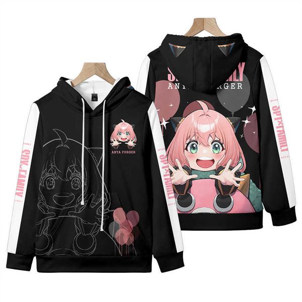 Moletons femininos moletons japão anime espião x família anya forger cosplay 3d adolescentes meninos meninas desenho animado harajuku capuz y2302